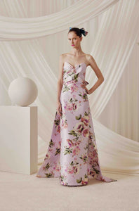 Audrey and Brooks 6831 Strapless Long Gown with Streamers