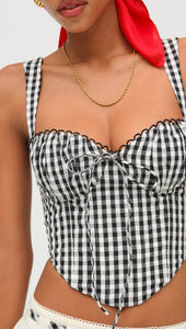 For Love and Lemons Sammie Bustier in Black and White Gingham