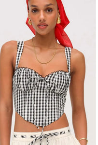 For Love and Lemons Sammie Bustier in Black and White Gingham