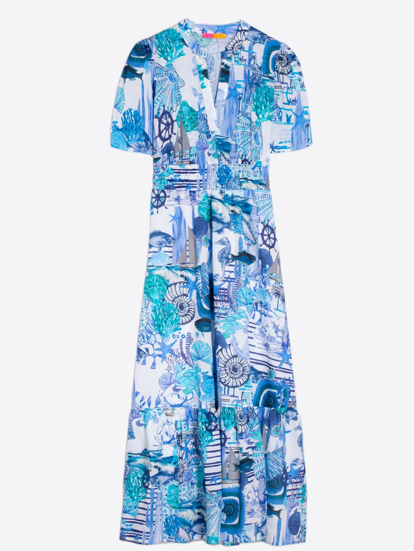 Vilagallo Short Sleeve Maxi Dress with Summer Print – Gigi's Closette Ltd