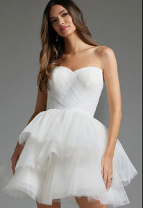 Jovani 41050 Strapless Off-White Mini Dress