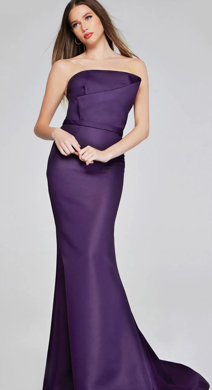 Jovani 40598 Classic Strapless Gown with Asymmetrical Neckline