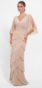 Jasmine Jade K278013 Chiffon A-Line Gown with Sleeves