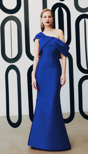 Frascara 4925 Asymmetrical Draped Collar on Long Gown