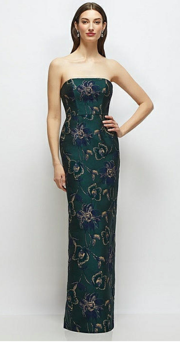 Dessy D877OMF Strapess Damask Long Gown