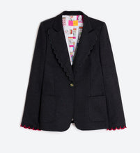 Load image into Gallery viewer, Vilagallo Grey Blazer with Scallop Trim and Detailed Buttons
