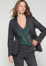 Load image into Gallery viewer, Vilagallo Grey Blazer with Scallop Trim and Detailed Buttons
