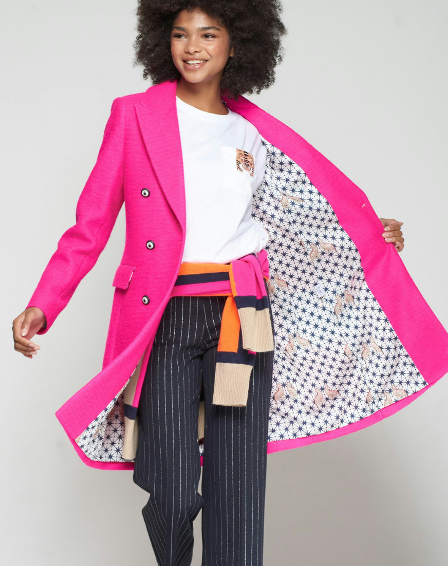 Vilagallo Hot Pink Top Coat with Gorgeous Detail