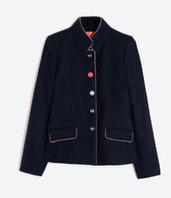 Load image into Gallery viewer, Vilagallo Navy Jacket with Detailed Buttons and Trim

