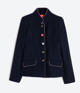 Vilagallo Navy Jacket with Detailed Buttons and Trim