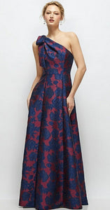 Dessy D875 One Shoulder Long Print Gown