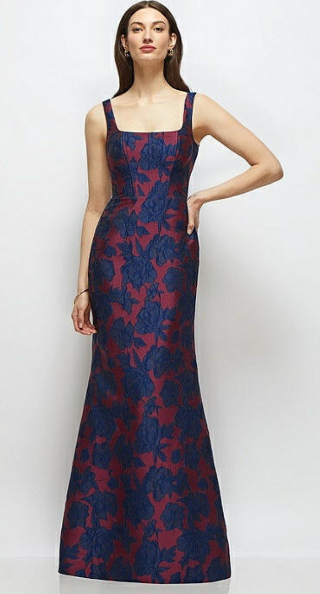 Dessy 3174HFJ Floral Long Gown with Straps
