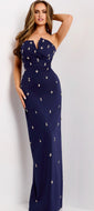 Jovani 43824 Navy Strapless Dress with Couture Beading