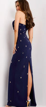 Load image into Gallery viewer, Jovani 43824 Navy Strapless Dress with Couture Beading
