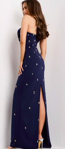 Jovani 43824 Navy Strapless Dress with Couture Beading