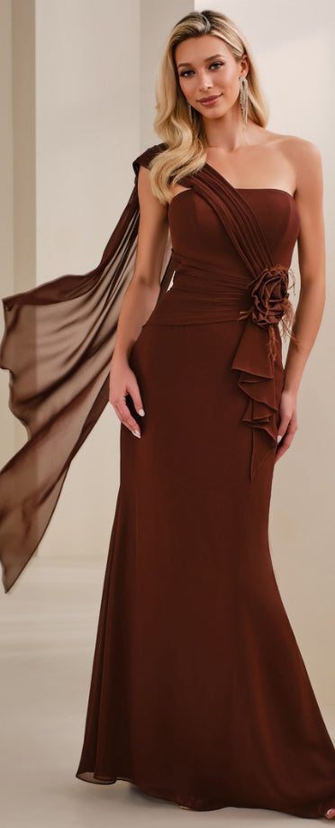 Mon Cheri CB908 Strapless Chiffon Gown with Flattering Detail