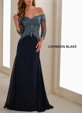 Load image into Gallery viewer, Cameron Blake CB907 Chiffon Sheath with Lace Detail
