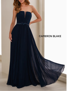 Cameron Blake CB903 Strapless Pleated Chiffon Long Gown