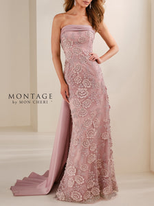 Montage M3110 Embroidered Strapless Sheath