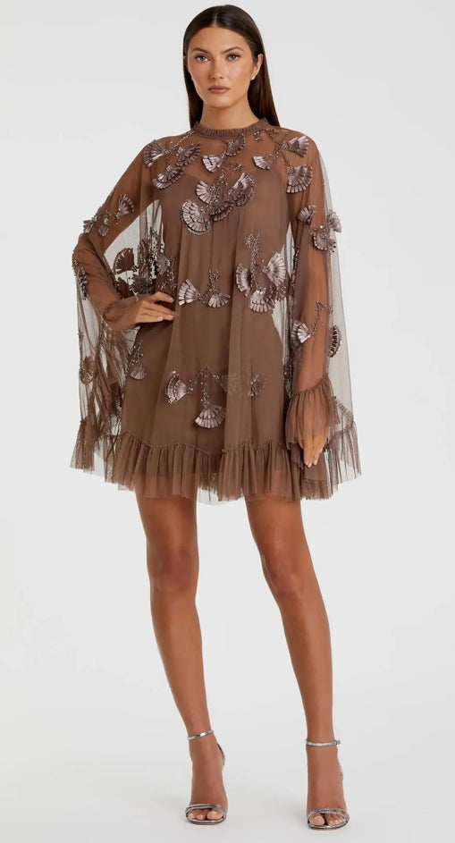 Macduggal  9257 Dazzling Trapeze Mini Dress