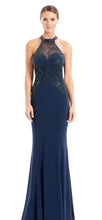 Load image into Gallery viewer, Alexander by Daymor 1672 Midnight Halter Dress with Beaded Bodice
