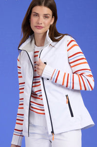 Tyler Boe Wellington Vest in White with Navy Trim