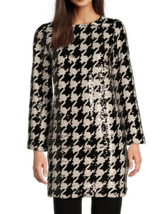 Tyler Boe Houndstooth Black and White Sequin Tunic or Dress