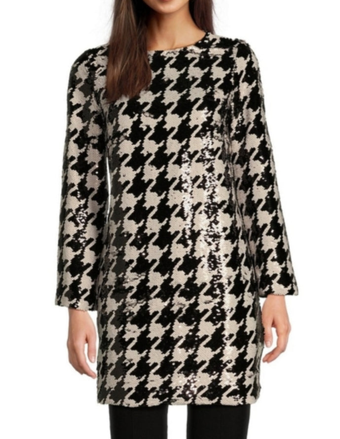 Tyler Boe Houndstooth Black and White Sequin Tunic or Dress