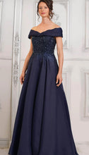 Load image into Gallery viewer, Rina di Montella RD3102 Off the Shoulder Long Gown in Navy

