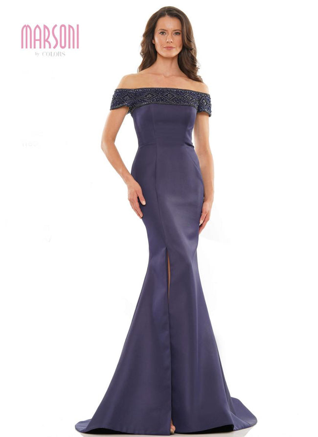 Marsoni MV1184 Off the Shoulder Long Gown with Beading