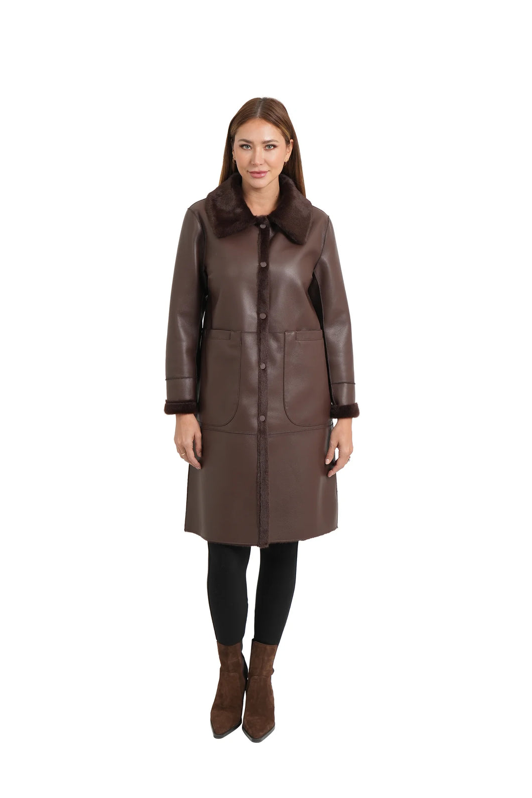 Love Token Austin Reversible Coat in Brown