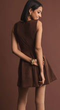 Load image into Gallery viewer, Macduggal 81071 Chocolate Sleeveless Mesh and Vegan Suede Mini Dress
