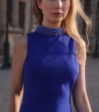 Load image into Gallery viewer, Emily Shalant Halter Mock Neck with Pearl Detail
