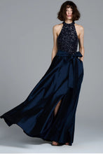 Load image into Gallery viewer, Emily Shalant Halter Gown with Beaded Bodice and Taffeta Skirt
