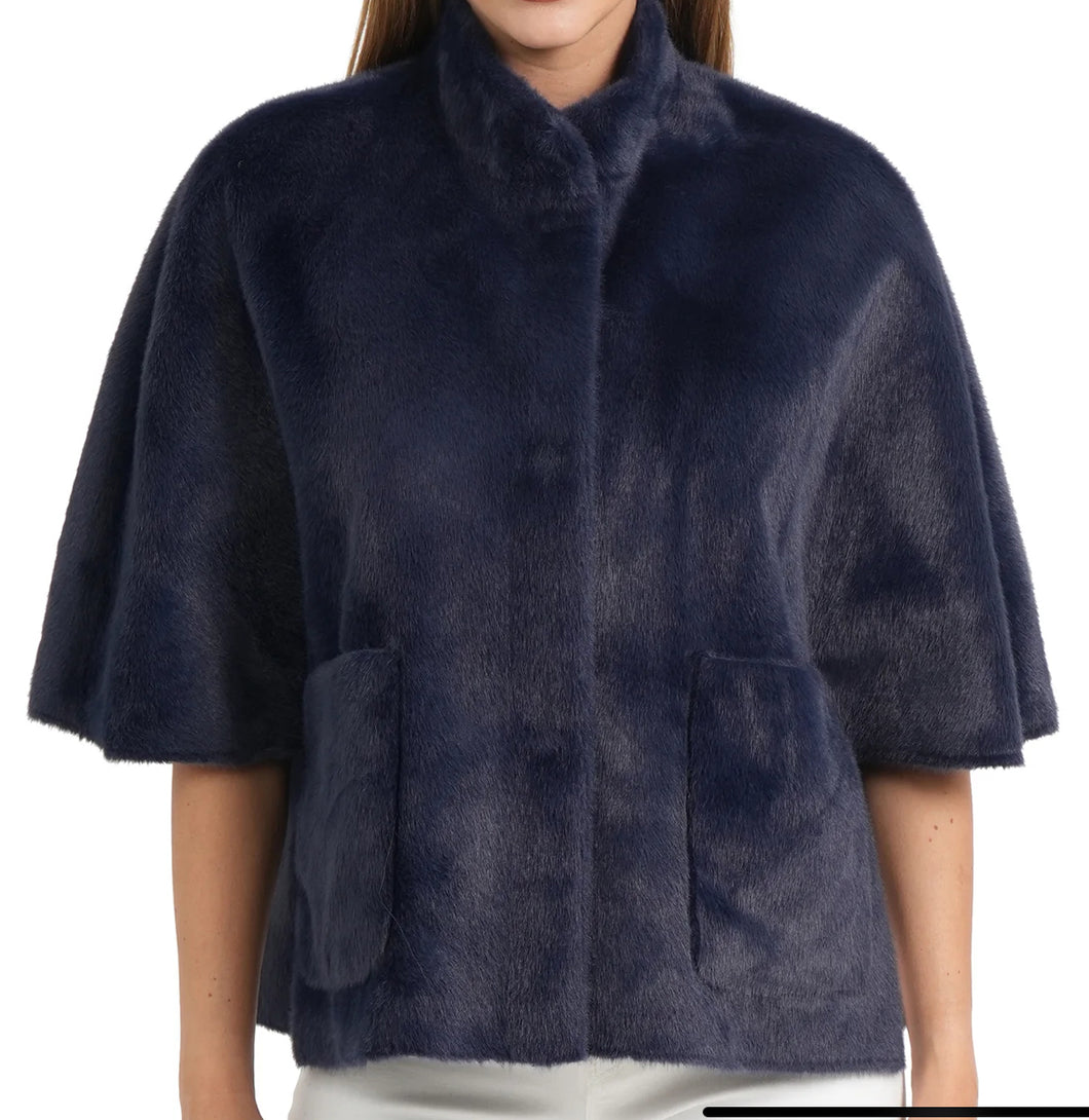 Love Token Navy Blue Faux Fur Topper