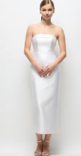 Load image into Gallery viewer, Dessy D892 Strapless Column Midi Dress with Back Bow and Cuff at Neckline
