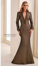 Load image into Gallery viewer, Montage Long Sleeve Stunning V-Neckline Gown with Beading
