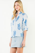 Load image into Gallery viewer, THML SRT1997 Blue Floral Pattern Button Down with Sleeves
