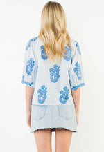 Load image into Gallery viewer, THML SRT1997 Blue Floral Pattern Button Down with Sleeves
