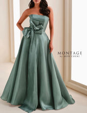 Load image into Gallery viewer, Montage M4207 Strapless Organza A-line Gown with Bow at Waist
