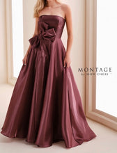Load image into Gallery viewer, Montage M4207 Strapless Organza A-line Gown with Bow at Waist
