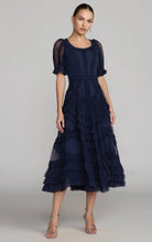 Load image into Gallery viewer, Macduggal 8248 Short Sleeve Micro Ruffle Midi Dress
