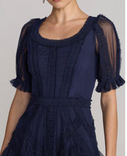Load image into Gallery viewer, Macduggal 8248 Short Sleeve Micro Ruffle Midi Dress
