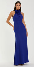 Load image into Gallery viewer, Macduggal 50053 Halter Crepe Long Gown with Flower Detail
