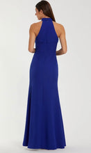 Load image into Gallery viewer, Macduggal 50053 Halter Crepe Long Gown with Flower Detail
