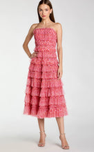 Load image into Gallery viewer, Macduggal 8301 Pink Floral Strapless Ruffle Maxi Dress
