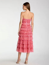 Load image into Gallery viewer, Macduggal 8301 Pink Floral Strapless Ruffle Maxi Dress
