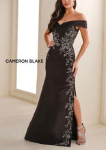 Load image into Gallery viewer, Cameron Blake CB777 Off the Shoulder Long Gown with Embroidery
