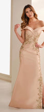 Load image into Gallery viewer, Cameron Blake CB777 Off the Shoulder Long Gown with Embroidery
