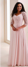 Load image into Gallery viewer, Cameron Blake CB824 Chiffon A-line Gown with Semi Sheer Sleeves
